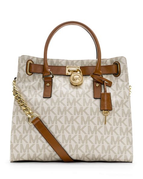 michael kors white and brown bag|michael kors brown tote bag.